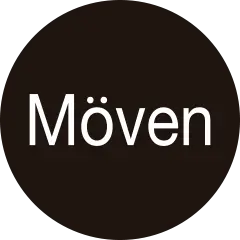 Logotipo de la marca Moven en un circulo negro